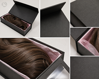 Boîte à perruque rigide magnétique avec logo personnalisé, laminage mat et doublure en éponge, emballage de luxe pour extensions de cheveux pour les marques de beauté