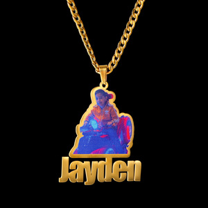 <span class=keywords><strong>Collana</strong></span> con <span class=keywords><strong>Nome</strong></span> Personalizzato in Acciaio Inossidabile, Ciondolo Creativo Hip Hop con Immagine <span class=keywords><strong>Colorata</strong></span>, per Donne - Product Image 3