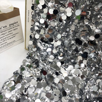 Offre Spéciale grand petit tissu de dentelle de paillettes paillettes tulle écailles de poisson tessuto da ricamo di paillettes tissu de maille pour robe de cérémonie