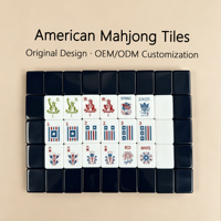 Jeu de tuiles de mahjong américain personnalisé, édition spéciale Fête de l'Indépendance, tuiles de mahjong en acrylique à 4 couches avec drapeau américain pour soirée de jeu festive