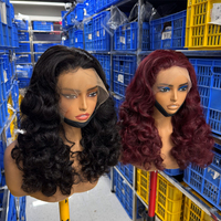Rambut palsu Fontal keriting gelombang longgar kutikula selaras rambut Virgin 20 inci keriting bundar 100% Wig rambut manusia 13X4