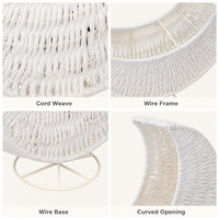 Panier lune blanche tressé à la main, organisateur de bureau en osier, rangement, décoration maison et bureau, vente en gros OEM, panier lune croissante