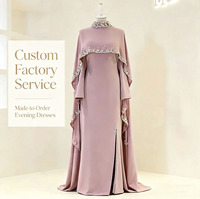 Robe Abaya à manches cape ornée de perles, sur mesure OEM, robe de soirée modeste pour la fête de l'Aïd