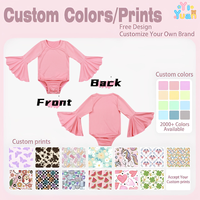 Combinaison décontractée rose unie à manches cloche et col rond avec boutons-pression au bas pour bébés filles, tenue de boutique pour tout-petits