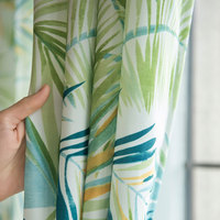 Tela de Cortina Estampada 100% Poliéster, Diseño de Hojas de Palma Tropical, Tela para Cortinas al por Mayor para Sala de Estar