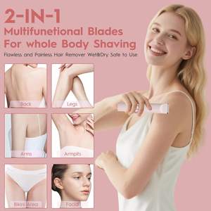 Rasoir électrique pour femmes, tondeuse <span class=keywords><strong>intime</strong></span>, IPX7 étanche, utilisation humide/sèche, visage, aisselles, jambes, lavable (piles incluses, rose) - Product Image 2
