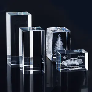 Ventas al por mayor de alta calidad personalizado transparente 3D grabado láser biselado peso del papel K9 cubo cristal en blanco