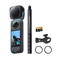 Caméra sportive Inst360 X4 4K Go Pro CMOS avec enregistrement sur MicroSD, kit multi-vues pour moto, Wi-Fi, étanche 10m, grand angle 180°