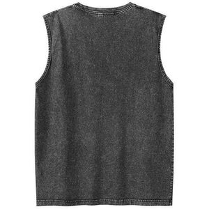 FOXA Men's Washed Sleeveless Tank <b>Top</b> Cotton Embroidery <b>Rose</b> Print Streetwear Summer (S-2XL) - Product Image 4
