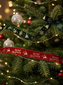 Атласная лента <span class=keywords><strong>2</strong></span>,5 см класса люкс с золотым тиснением для элегантного украшения рождественской елки, праздничной упаковки подарков и поделок - Product Image 4