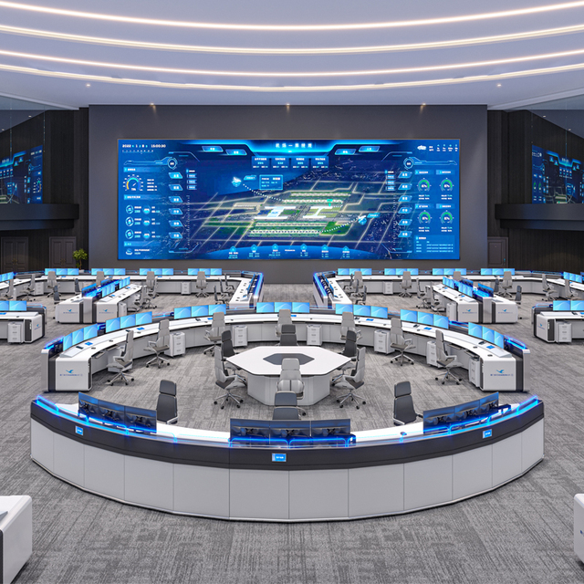 Modern Scalable Steel/Wood Command Center Desk Workstation Solution Supporting Seamless Technology Integration Eco-Friendly