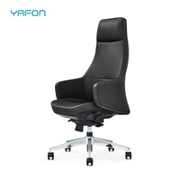 Chaise de bureau de direction pivotante noire de luxe Chaise élévatrice ergonomique en cuir PU pour Boss Manager