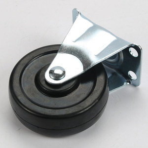 3 Inch Fixed Solid Rubber Caster Wheel Firm Tread Bolt Hole Mount For Furniture And Carts - Product Image 1