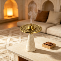 Brûleur d'encens de luxe en travertin Mubkhar, style arabe, pour table de majlis du Moyen-Orient, cadeau pour le Ramadan et l'Aïd, décoration d'intérieur