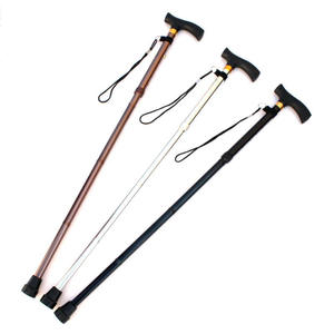 Bastón de Senderismo Plegable de Aleación de Aluminio Reforzado de Fábrica, con Mango en T, 4 Secciones Ajustables, Telescópico, con Punta de Goma - Product Image 1