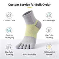 Chaussettes en coton à cinq doigts, colorées, respirantes, unisexes, avec logo personnalisé, pour le sport et le quotidien, OEM ODM