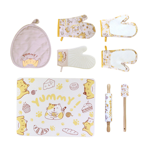Commercio all'ingrosso Kawaii Cat Baking Essentials Kit guanti da forno raschietto per imbastire spazzola mattarello porta-pentola raschietto - Product Image 2