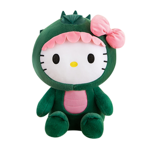 Giocattoli di Peluche Ingrosso Kawaii Super Morbidi Dinosauro Hello Kitty Gatto Animali Cartoni Animati Cuscino Imbottito in Cotone PP Verde - Product Image 1