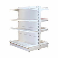 Étagère de supermarché double face avec panneaux latéraux en grillage métallique pour l'affichage des produits en magasin d'alimentation