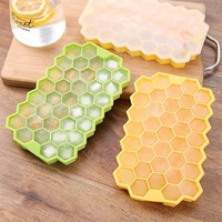 Bac à glaçons créatif en silicone nid d'abeille avec couvercle, 37 compartiments, moule à glaçons pour réfrigérateur, glaçons faits maison