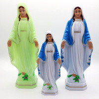 Statue artisanale de la Vierge Marie lumineuse, sculpture décorative religieuse, ornement de croix catholique chrétienne en résine