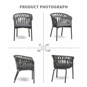 Ghế ăn ngoài trời bằng dây thừng đen hiện đại (E3095), khung nhôm - Product Image 2