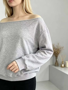 เสื้อผู้หญิงไซส์ใหญ่ แขนยาว ไหล่ตก มีกระเป๋า สไตล์ลำลอง สีพื้น ใส่ได้ทุกวัน - Product Image 3