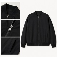 Veste zippée légère décontractée pour homme à col montant, avec poignets et ourlet côtelés, couleur unie, logo OEM, vente en gros usine