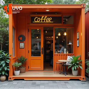 ร้านกาแฟกลางแจ้งโครงสร้างเหล็กสำเร็จรูปคุณภาพสูง ดีไซน์ตู้คอนเทนเนอร์ดัดแปลงสำหรับขายส่ง เหมาะสำหรับร้านกาแฟ - Product Image 6