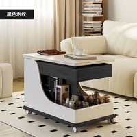 Table console en bois massif de noyer avec roulettes, plateau relevable mobile, rangement pour salon moderne, hôtel et salle à manger