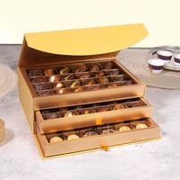Boîte rigide écologique haut de gamme avec un design de tiroir à trois couches recyclable, gaufrage, fermeture magnétique pour bonbons et chocolats
