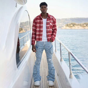 جينز رجالي ضيق من DiZNEW لعام 2025 مع جيوب متعددة وحاشية قابلة للفصل وأزرار معدنية معززة - Product Image 2