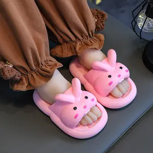 Sandálias fofas de verão para crianças com logotipo personalizado, chinelos de EVA de coelho de desenho animado, calçado popular para meninos e meninas, sapatos populares de 2024