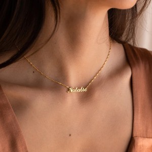 Customizable Women's Stainless Steel <strong>Name</strong> Necklace Gold Plating Personalized Handwriting Romantic Snake <strong>Chain</strong> for Anniversary - Product Image 2