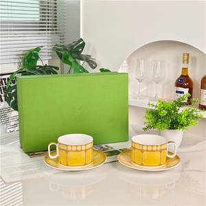 European Style Light Luxury Minimalist Yellow Bone China Coffee Cup with Afternoon <b>Tea</b> and <b>Gift</b> Box Eco-Friendly 200mL - Product Image 2