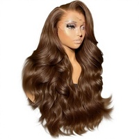 Perruques sans colle Body Wave en cheveux humains, Lace Frontal HD 13x6, couleur brun chocolat, vente en gros, perruques en cheveux humains indiens bruts
