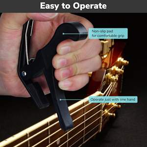 Capo ajustable de aluminio para guitarra, acabado negro, accesorio para instrumentos de cuerda de guitarra acústica - Product Image 6