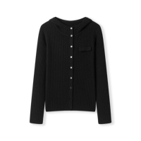 Prix d'usine – Nouveau cardigan élégant en laine 100 % côtelée, couleur unie, à boutonnage simple, idéal pour le bureau et le quotidien – Collection Automne-Hiver