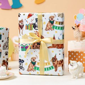 Pawty Pups Wrapping Paper 17 In X 16.5 Ft Double Side Metallic Foil Dog Print Birthday Gift <b>Wrap</b> Craft Use - Product Image 6