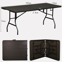 Einfache Rattan Muster Kunststoff Schreibtisch und Bierbank Klapptisch und Stuhl 180cm Kunststoff Klappbar in halben Tisch und Bank Set