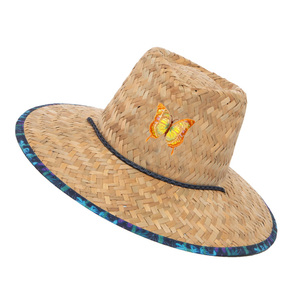 Bán buôn tùy chỉnh có thể điều chỉnh dây đeo cằm nhân viên cứu hộ mũ rơm dưới vành in UV bảo vệ mùa hè bóng người đàn ông mũ rơm Mũ bãi biển <span class=keywords><strong>hat</strong></span> - Product Image 1