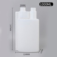 Bouteille doseuse en plastique HDPE à double col pour laboratoire, bouteille pour liquides chimiques, forme carrée plate, bouchon à vis