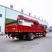 Grue à flèche droite hydraulique Dongfeng 8t avec benne de chargement, grue de camionnette certifiée CE
