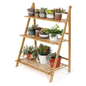 حامل متعدد الوظائف مصنوع من خشب الخيزران, حامل لتخزين النباتات والزهور - Product Image 1