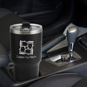 Mug isotherme personnalisé 30oz en acier inoxydable avec couvercle coulissant et paille, noir - Product Image 5
