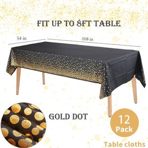 Nappe en plastique jetable à pois Couvertures de table de fête dorées pour anniversaire mariage BBQ extérieur Thanksgiving Christmas Handmade - Product Image 2