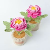Ornement floral en laine tricotée au crochet, pivoine multicouche à dégradé de couleurs, toucher naturel, pour la Fête des Mères
