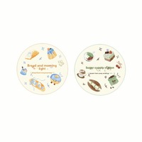 1 Gulungan Pita Perekat dengan Motif Roti dan Jeruk serta Gula Ringan, Bahan Latar Belakang Stasiun Pengisian Bahan Bakar untuk Dekorasi Bullet Journal dan Kolase