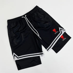 กางเกงขาสั้นสองชั้นพิมพ์ลายพิมพ์ซับลิเมชันสำหรับใส่ไปยิมกางเกงขาสั้นเล่นกีฬาบาสเก็ตบอลตาข่ายสำหรับออกกำลังกาย - Product Image 3