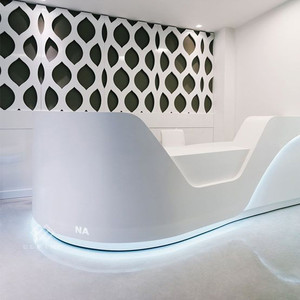 Thương Mại Rắn Bề Mặt Vẻ Đẹp Salon Tiếp Nhận Bàn Tùy Chỉnh Thực Hiện Vòng Cong Cửa Hàng Truy Cập - Product Image 2